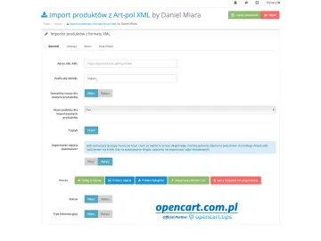 Art-pol XML import OpenCart