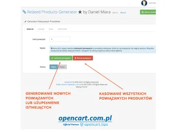 Produkty powiązane generator OpenCart